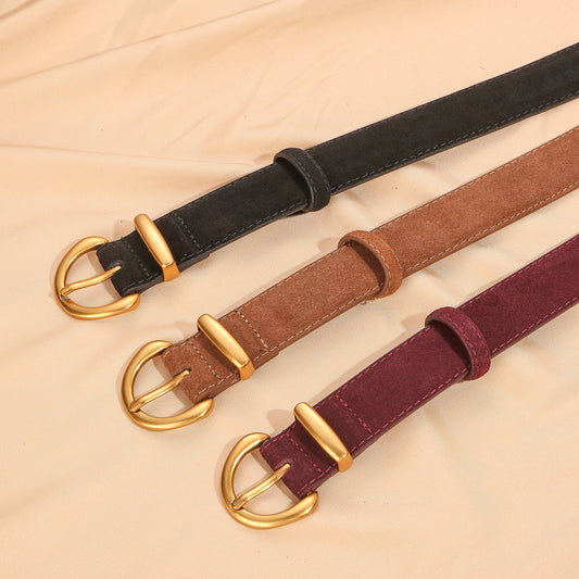 Luxurious leather belt for women, vintage style 2.8 width suitable for jeans and skirts