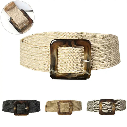 Woven Straw Wide Belt