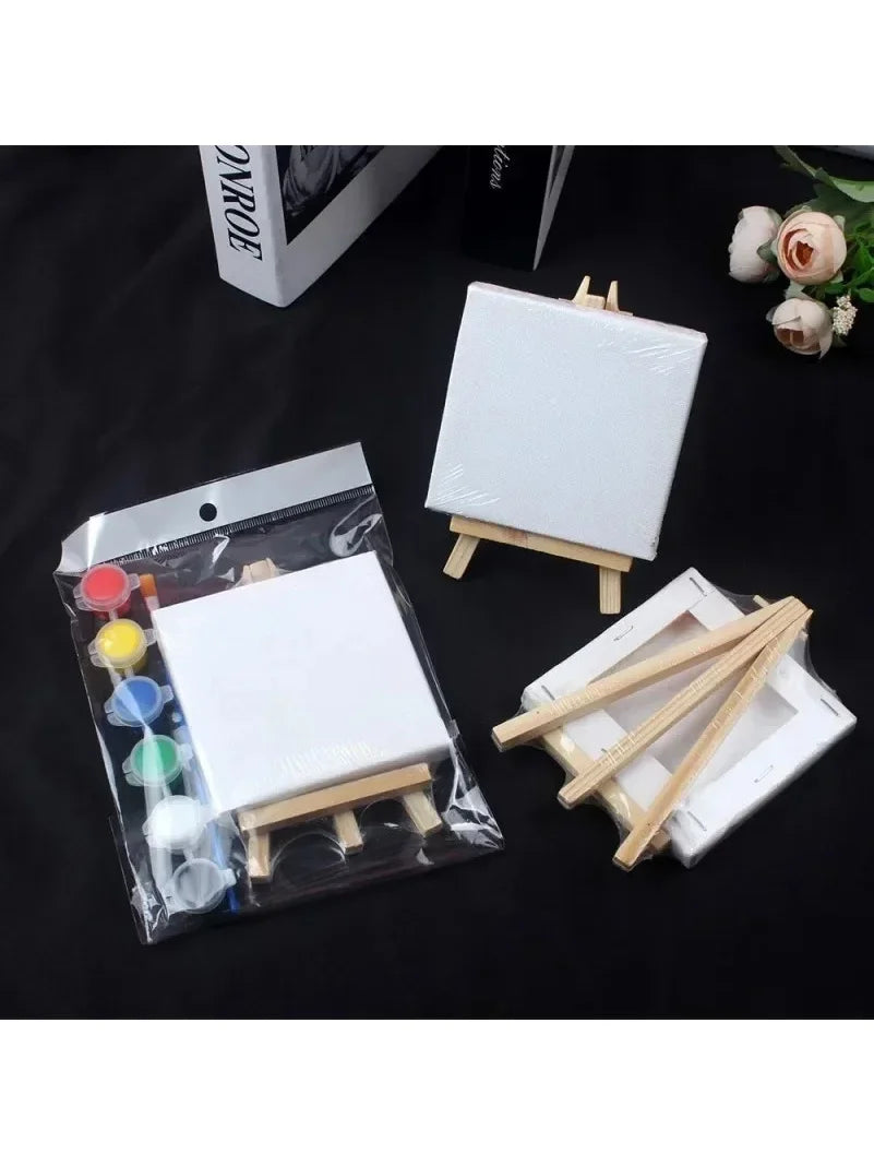 Complete Canvas Painting Kit for Kids – Includes Art Tools, Pre-Sketched Canvases & Mini Wooden Easels (Ideal Children's DayGift