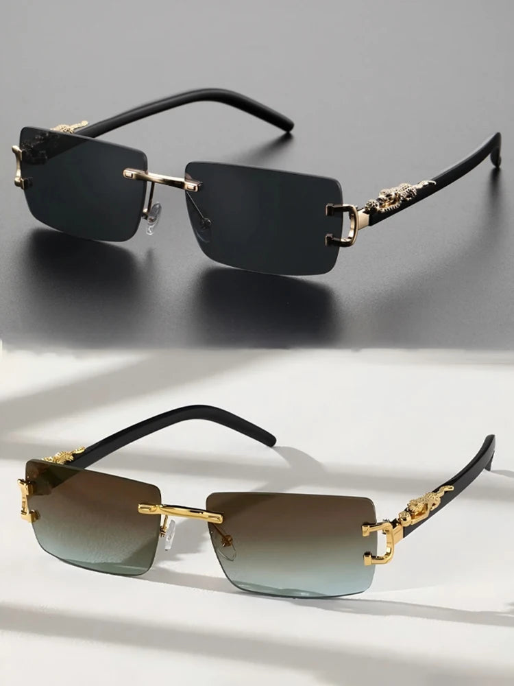 1/2 PCS Fashionable Trendy Frameless Rectangular Personalized Sunglasses For Daily Life