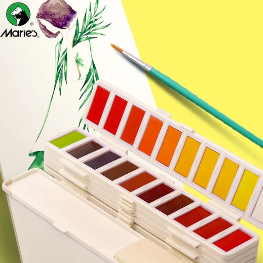 Solid Watercolor Painting Set 38 Colors 58 Colors Hand Painted 18 Colors Watercolor Portable Pigment for Beginners and Students