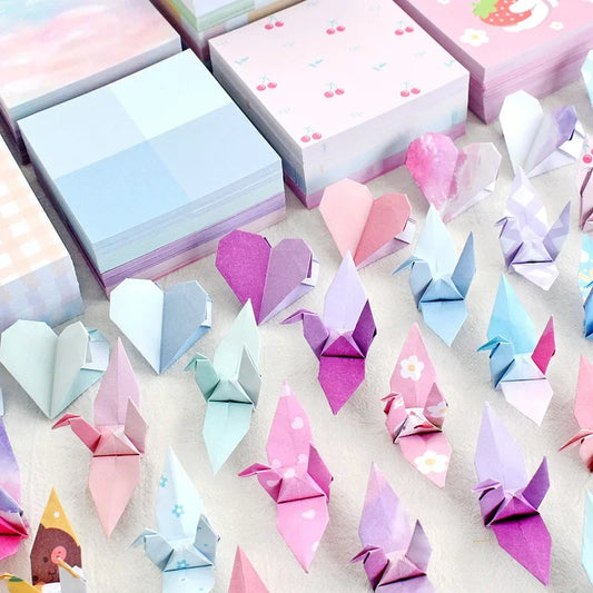 400pcs Square Colorful Origami Paper Single Side Lattice Folded Paper Kindergarten DIY Handmade Paper Scrapbooking Decor Paper