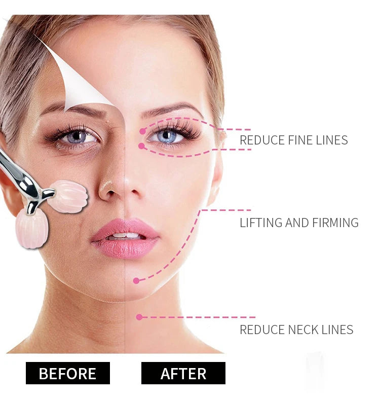 3D Rose Quartz Face Roller