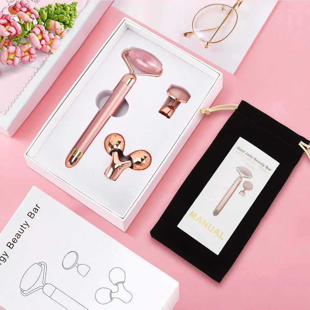 Rose Quartz Roller 3-in-1