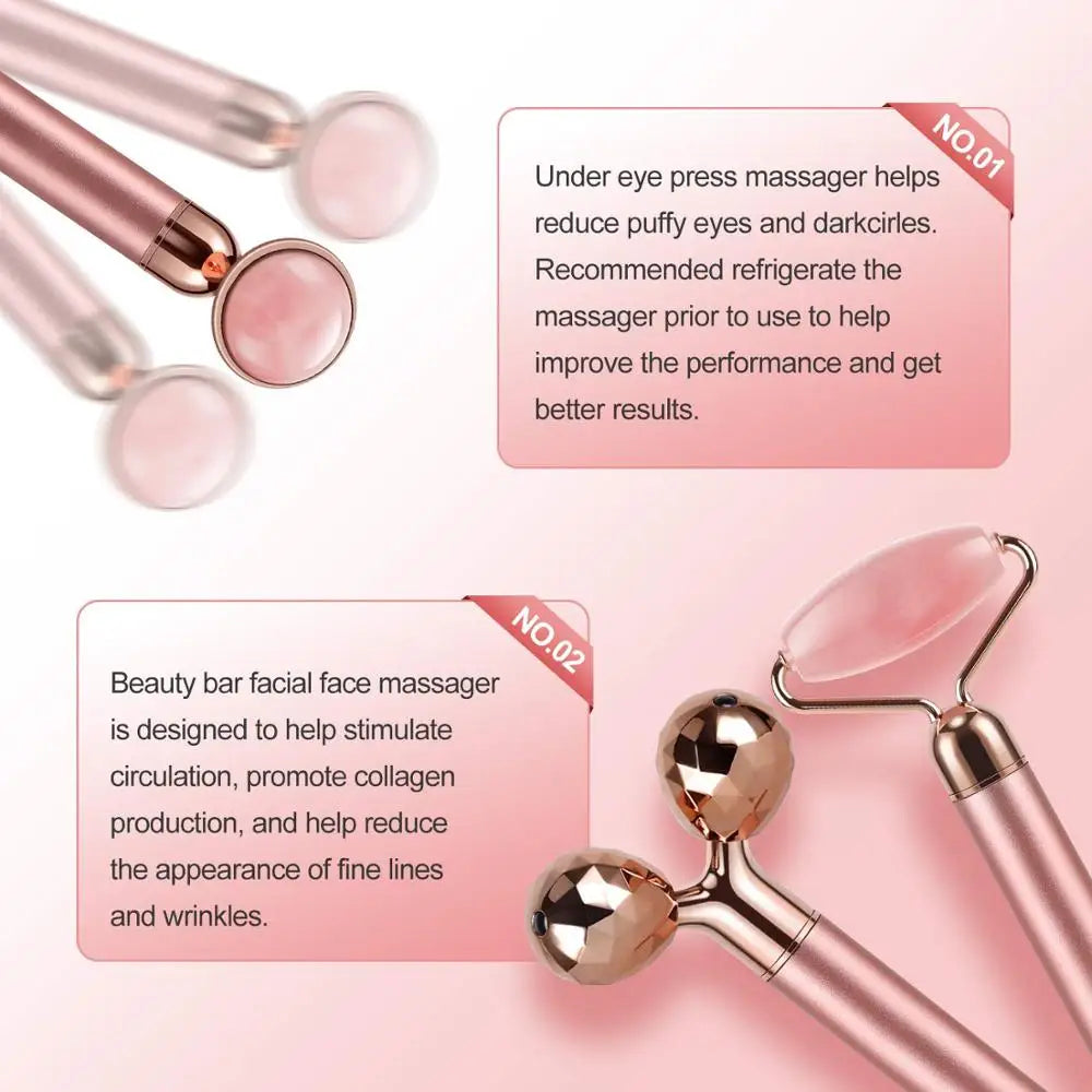 Rose Quartz Roller 3-in-1