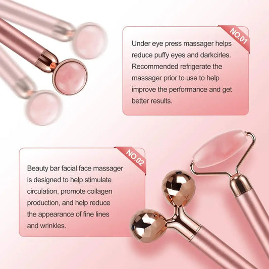 Rose Quartz Roller 3-in-1