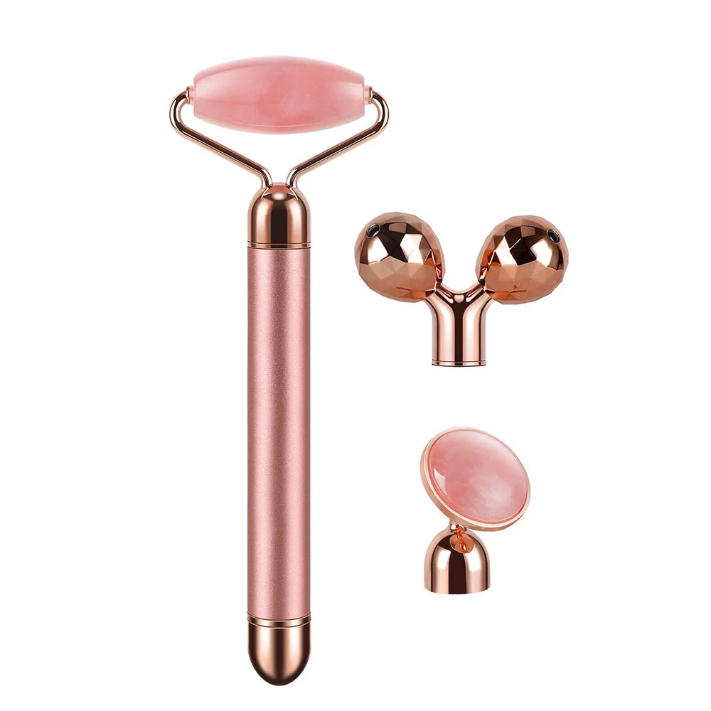 Rose Quartz Roller 3-in-1