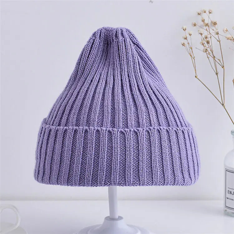 Baby Kids Ribbed Knitted Beanie Hats For Girls Boys Casual Toddlers Windproof Cap 6M-4Years Baby Photography Props Accessories