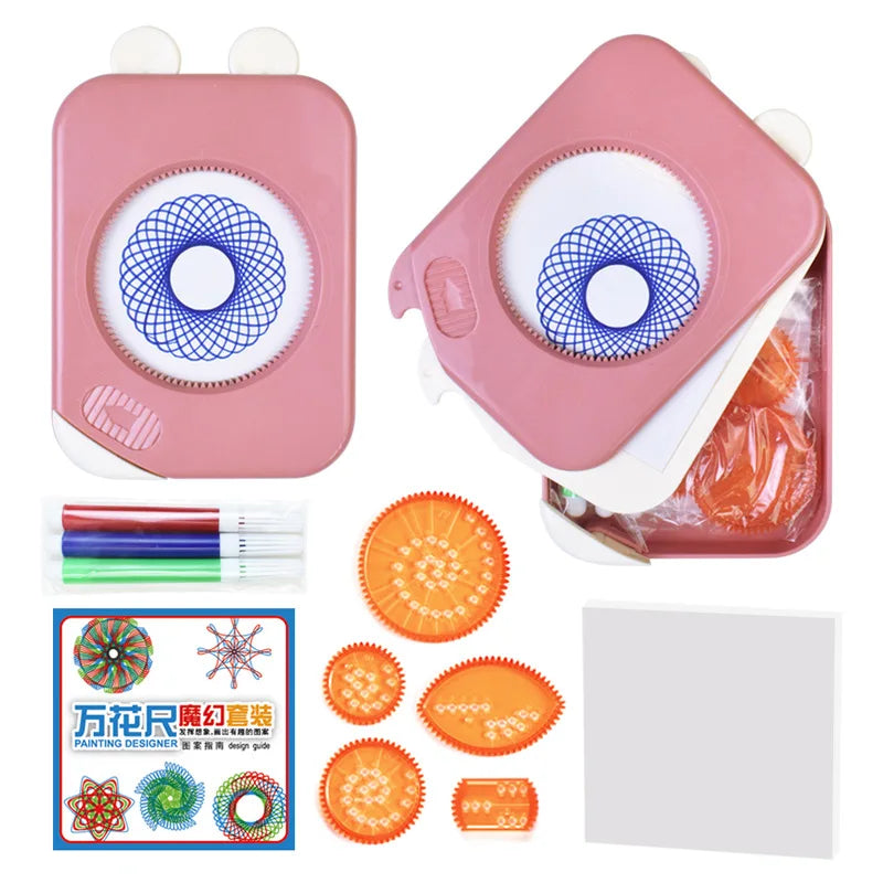 Gear Art Drawing Kit for Kids with Storage. Develops Geometric Creativity, Perfect Educational Birthday Gift