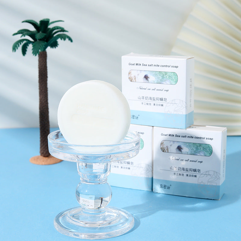 Goat's Milk Sea Salt Anti-mite Soap Hand-made Mite-removing Soap Cleansing Hand Bath Soap 85g