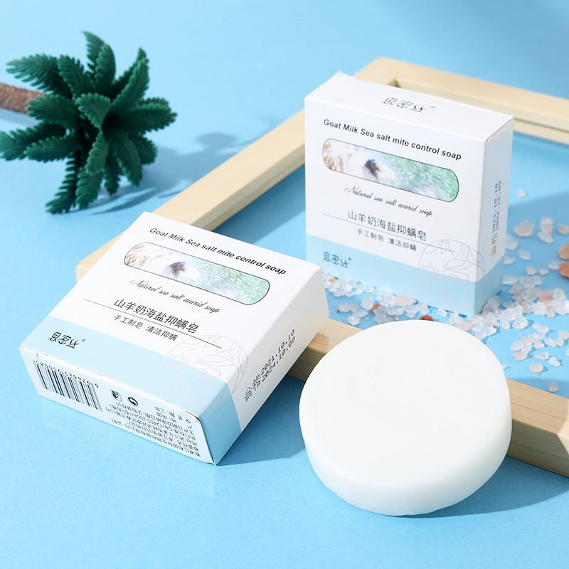 Goat's Milk Sea Salt Anti-mite Soap Hand-made Mite-removing Soap Cleansing Hand Bath Soap 85g