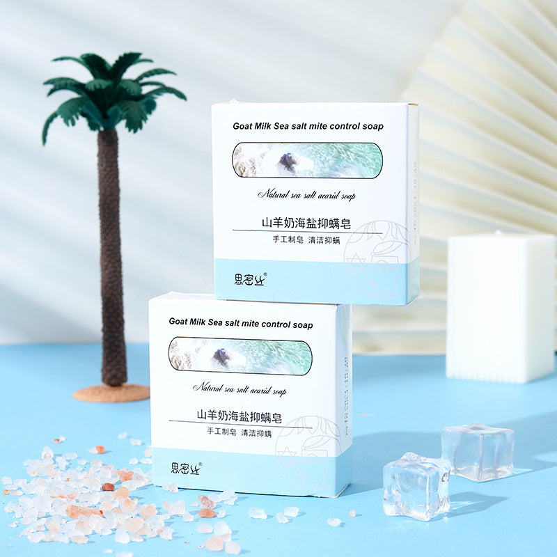 Goat's Milk Sea Salt Anti-mite Soap Hand-made Mite-removing Soap Cleansing Hand Bath Soap 85g