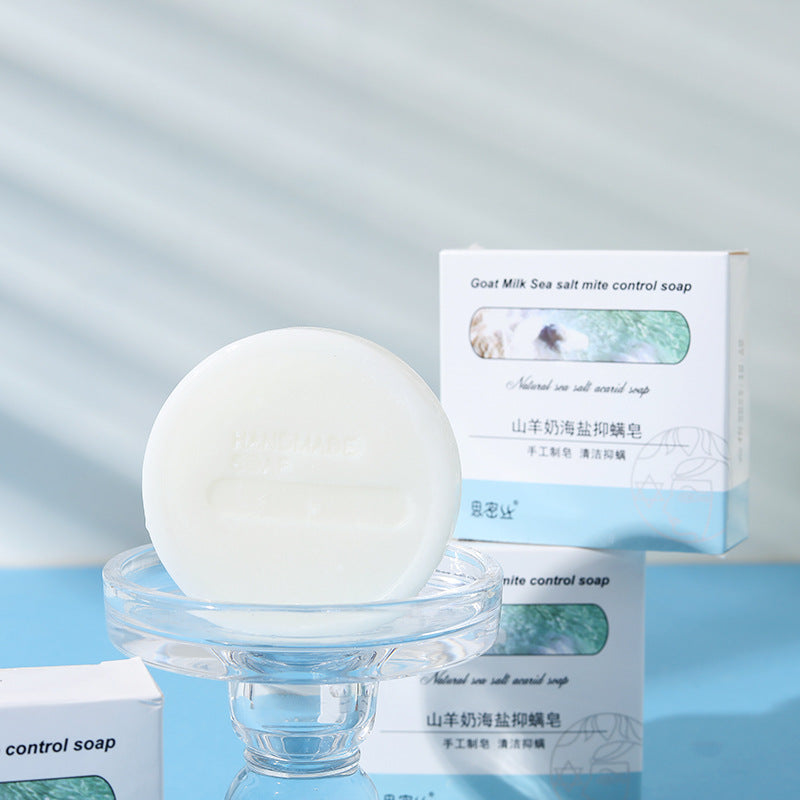 Goat's Milk Sea Salt Anti-mite Soap Hand-made Mite-removing Soap Cleansing Hand Bath Soap 85g