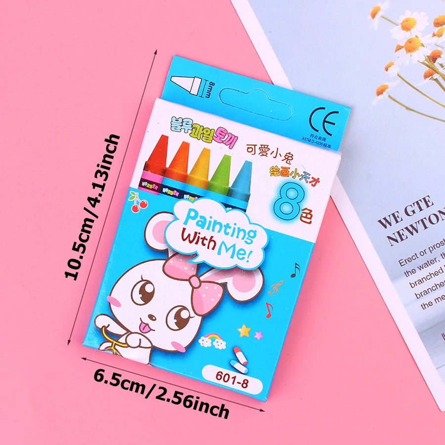 8pcs 8.5cm Boxed Color Crayon Children Painting Art Kits Creative Handmade Drawing Crayon Cute Painting Set Gift for Kids