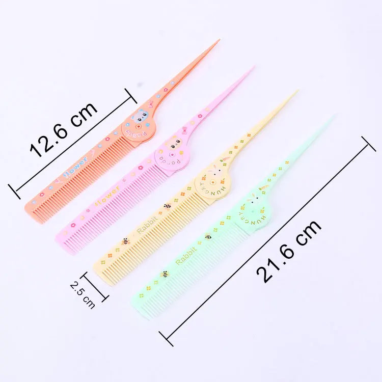 Baby Hair Care Brushes Anti-frizz Hairdressing Supplies Cute Cartoon Plastic Folding Portable Pointed Tail Comb for Kids Girls