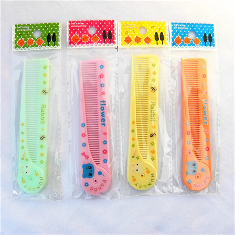 Baby Hair Care Brushes Anti-frizz Hairdressing Supplies Cute Cartoon Plastic Folding Portable Pointed Tail Comb for Kids Girls
