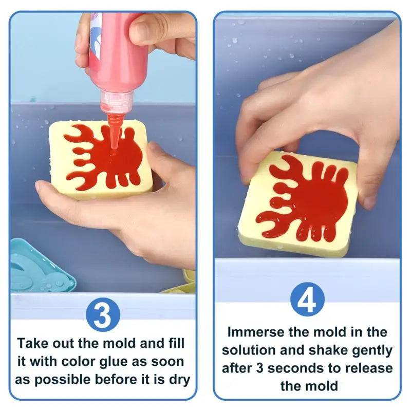 Kids Handmade DIY Craft Painting Stickers Animal Mold 3D Handmade Kits Aqua Fairy Gel Toy Set Handicraft Educational Toys Gift