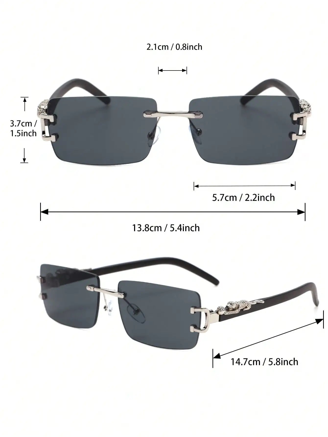 1/2 PCS Fashionable Trendy Frameless Rectangular Personalized Sunglasses For Daily Life