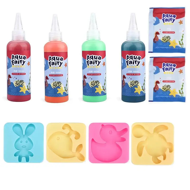 Kids Handmade DIY Craft Painting Stickers Animal Mold 3D Handmade Kits Aqua Fairy Gel Toy Set Handicraft Educational Toys Gift