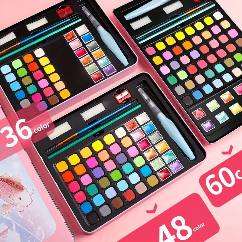 Color Pure Color Watercolor Painting Set Portable Painting Beginner Painting,Art Supplies,School Supplies