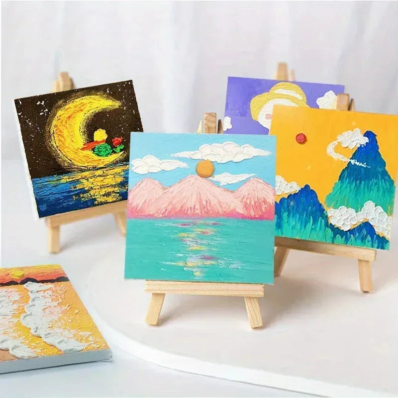 Complete Canvas Painting Kit for Kids – Includes Art Tools, Pre-Sketched Canvases & Mini Wooden Easels (Ideal Children's DayGift