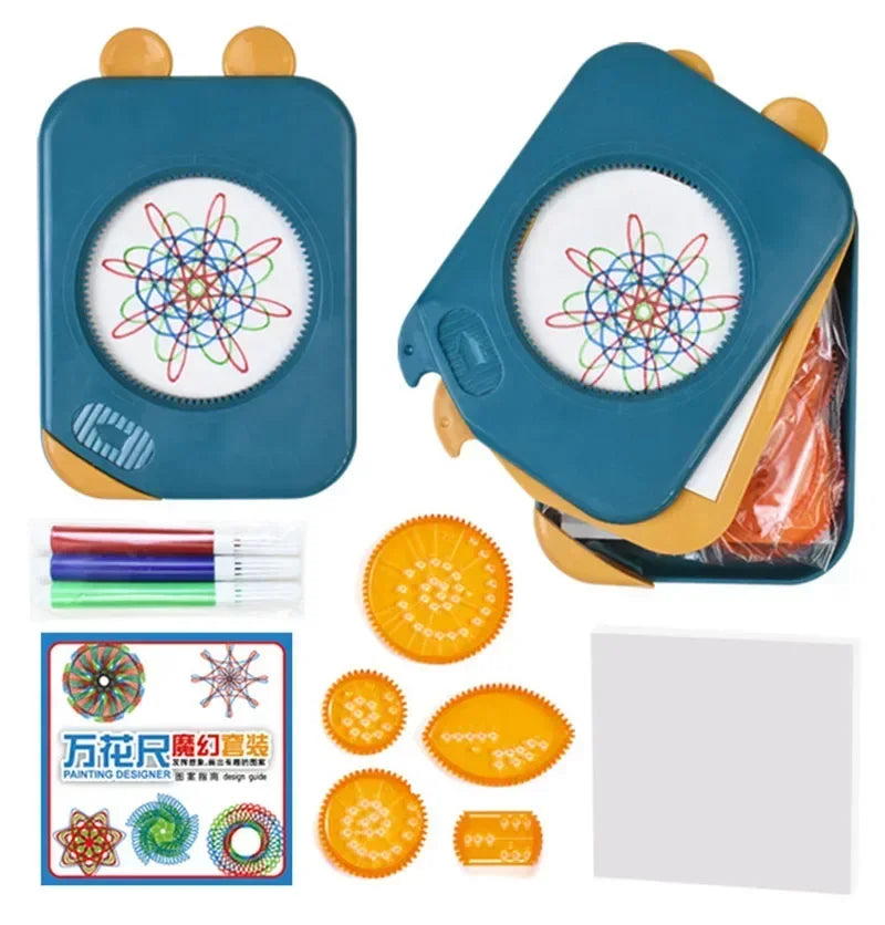 Gear Art Drawing Kit for Kids with Storage. Develops Geometric Creativity, Perfect Educational Birthday Gift