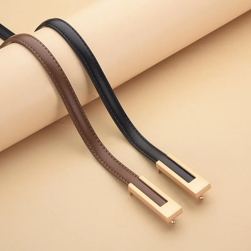 Luxury Brand Leather Belt for Women Designer Alloy Buckle Waist Strap Female Jeans Trouser Dress Waistband