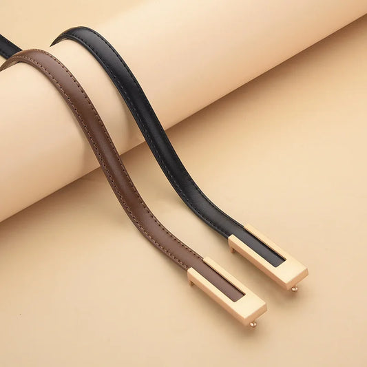 Luxury Brand Leather Belt for Women Designer Alloy Buckle Waist Strap Female Jeans Trouser Dress Waistband