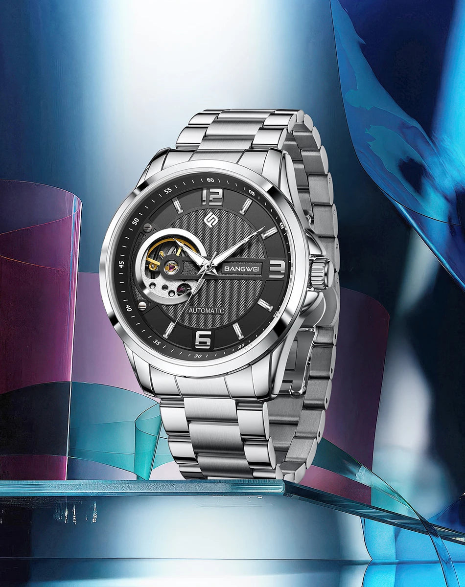 BANGWEI 2025 New Fashion Mechanical Watches Men LIGE Luxury Automatic Mens Watch 30M Waterproof Luminous Wristwatch Reloj Hombre