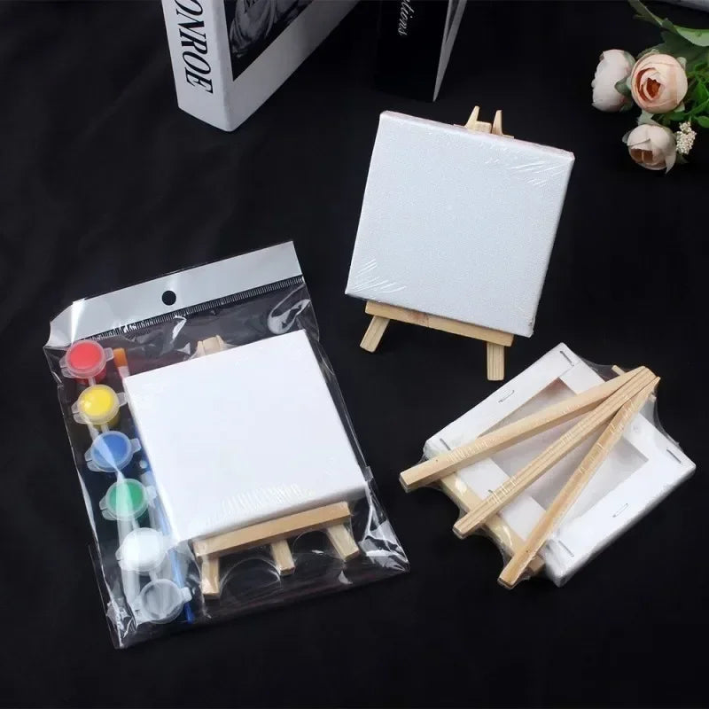 Complete Canvas Painting Kit for Kids – Includes Art Tools, Pre-Sketched Canvases & Mini Wooden Easels (Ideal Children's DayGift