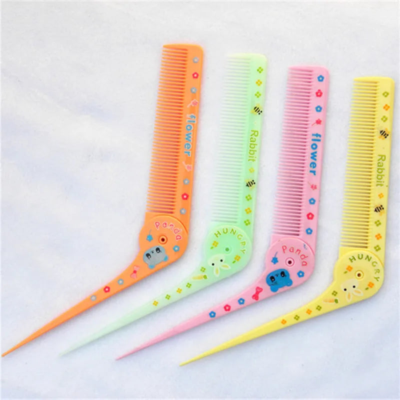 Baby Hair Care Brushes Anti-frizz Hairdressing Supplies Cute Cartoon Plastic Folding Portable Pointed Tail Comb for Kids Girls