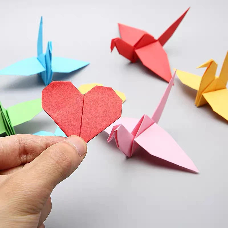 100pcs 10 Color Origami Square Paper Double Sided Folding Lucky Wish Paper Crane Craft DIY Colorful Scrapbooking
