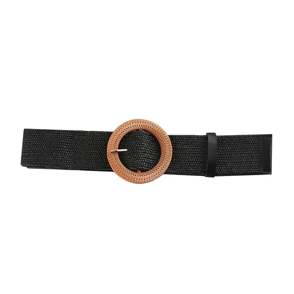 Woven Straw Wide Waist Belt