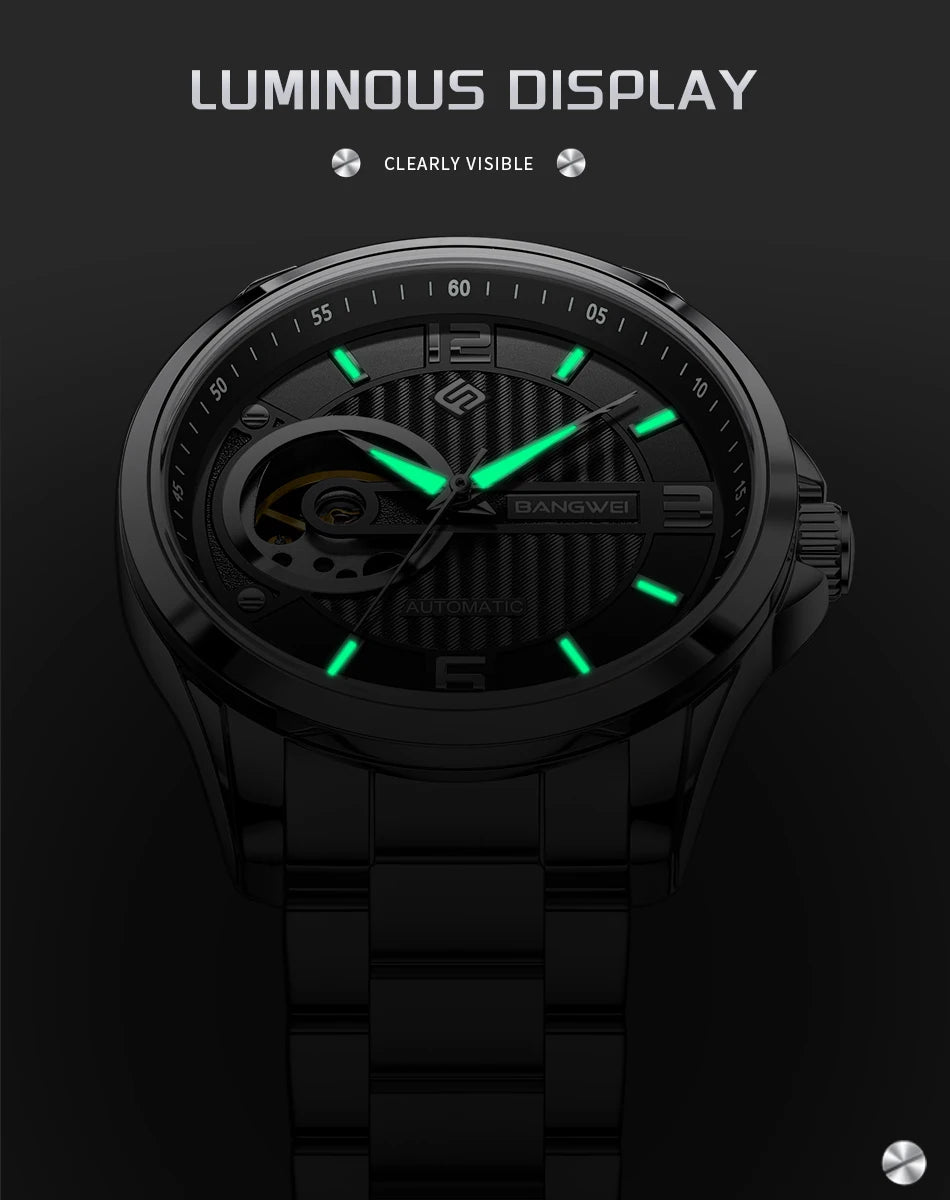 BANGWEI 2025 New Fashion Mechanical Watches Men LIGE Luxury Automatic Mens Watch 30M Waterproof Luminous Wristwatch Reloj Hombre