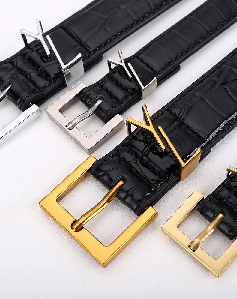 Everyday Slim Fit Versatile Women's Belt Genuine Leather Metal Letter Buckle Jeans Casual Decoration Designer Women's Belt