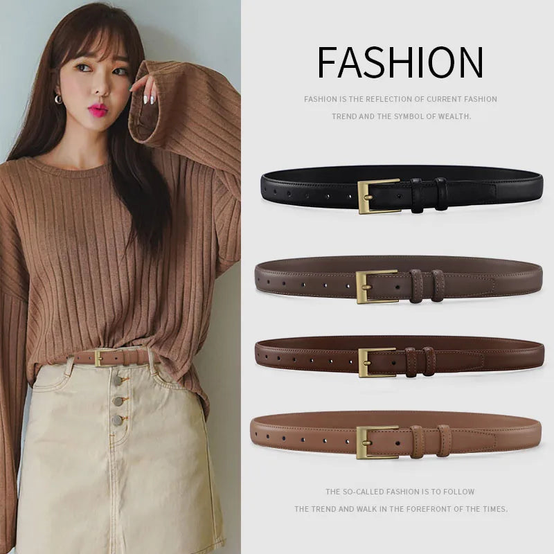 Women's Leather Belt Luxury Brand Designer Belt Simple Fashion with Jeans and Trousers Decorated Belt High-quality Alloy Buckle
