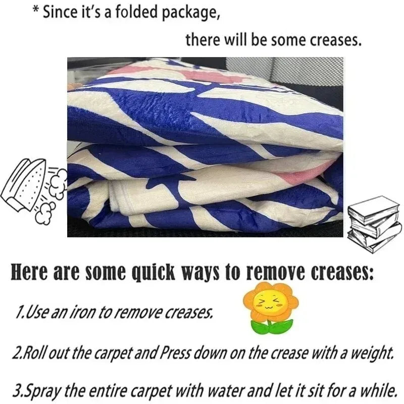 Carpet for Living Room Large Pink Bedroom Rug Bedside Floor Mat Spring Flower Plant Carpets Pastoral Style Home Decoration Rug