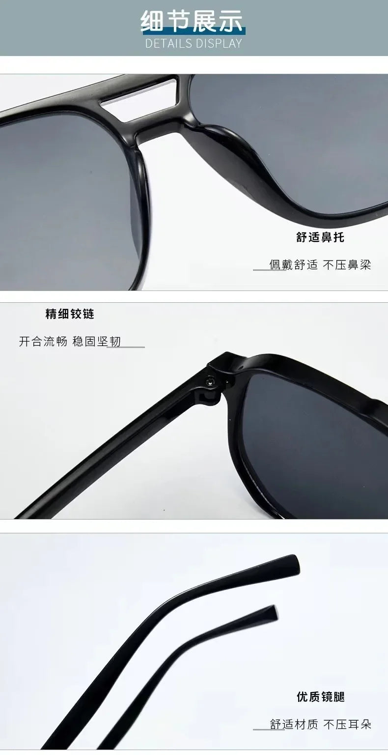 Vintage Men Women Big Sunglasses Men Square Shades Unisex Sun Glasses Black Lense Male Female Sunglasses UV400 Glasses