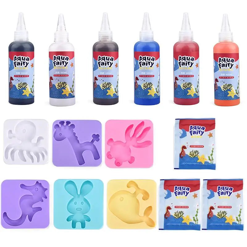 Kids Handmade DIY Craft Painting Stickers Animal Mold 3D Handmade Kits Aqua Fairy Gel Toy Set Handicraft Educational Toys Gift