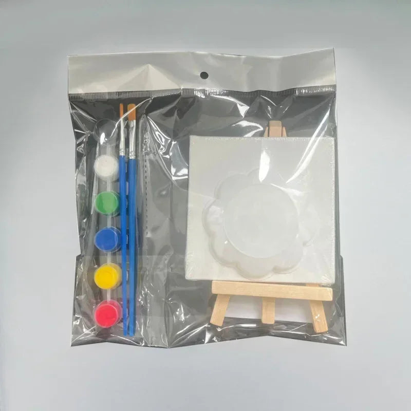 Complete Canvas Painting Kit for Kids – Includes Art Tools, Pre-Sketched Canvases & Mini Wooden Easels (Ideal Children's DayGift