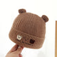 Cute Bear Beanie for Baby Warm Pullover Cap 3-15Month Newborn Woolen Knit Hat Winter Kids Crochet Bonnet Boy Girl Ear Protection