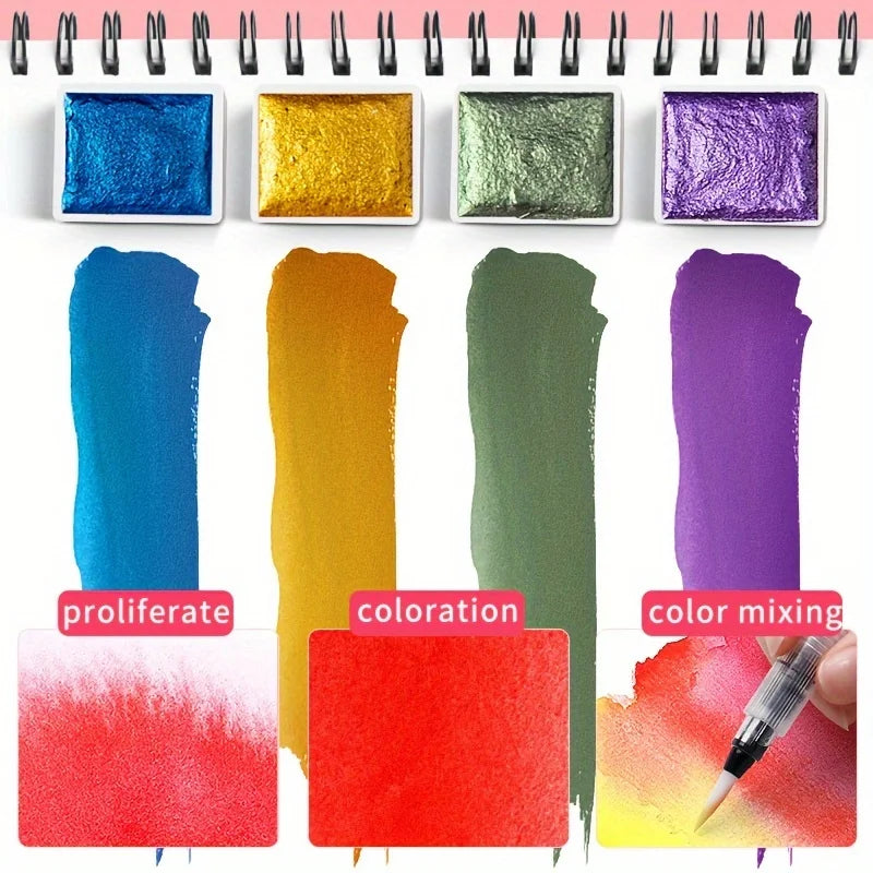 Color Pure Color Watercolor Painting Set Portable Painting Beginner Painting,Art Supplies,School Supplies