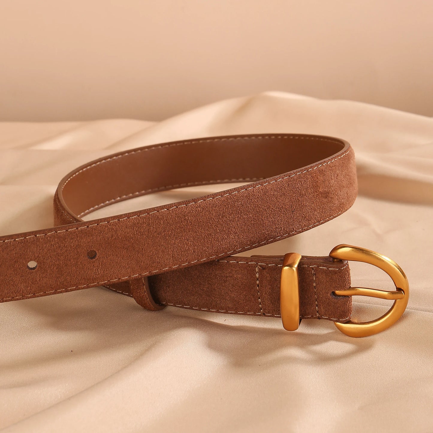 Luxurious leather belt for women, vintage style 2.8 width suitable for jeans and skirts