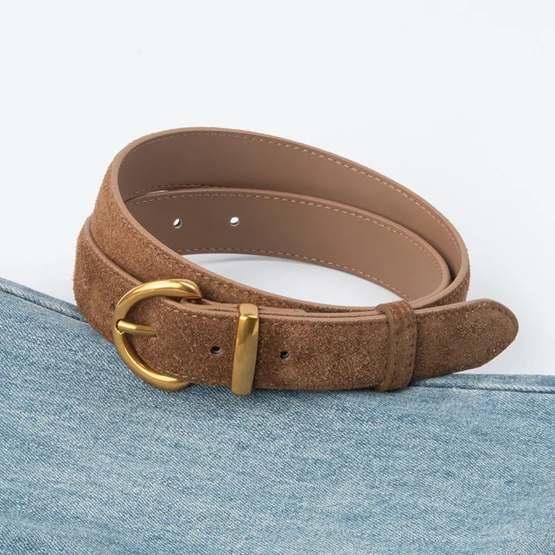 Luxurious leather belt for women, vintage style 2.8 width suitable for jeans and skirts