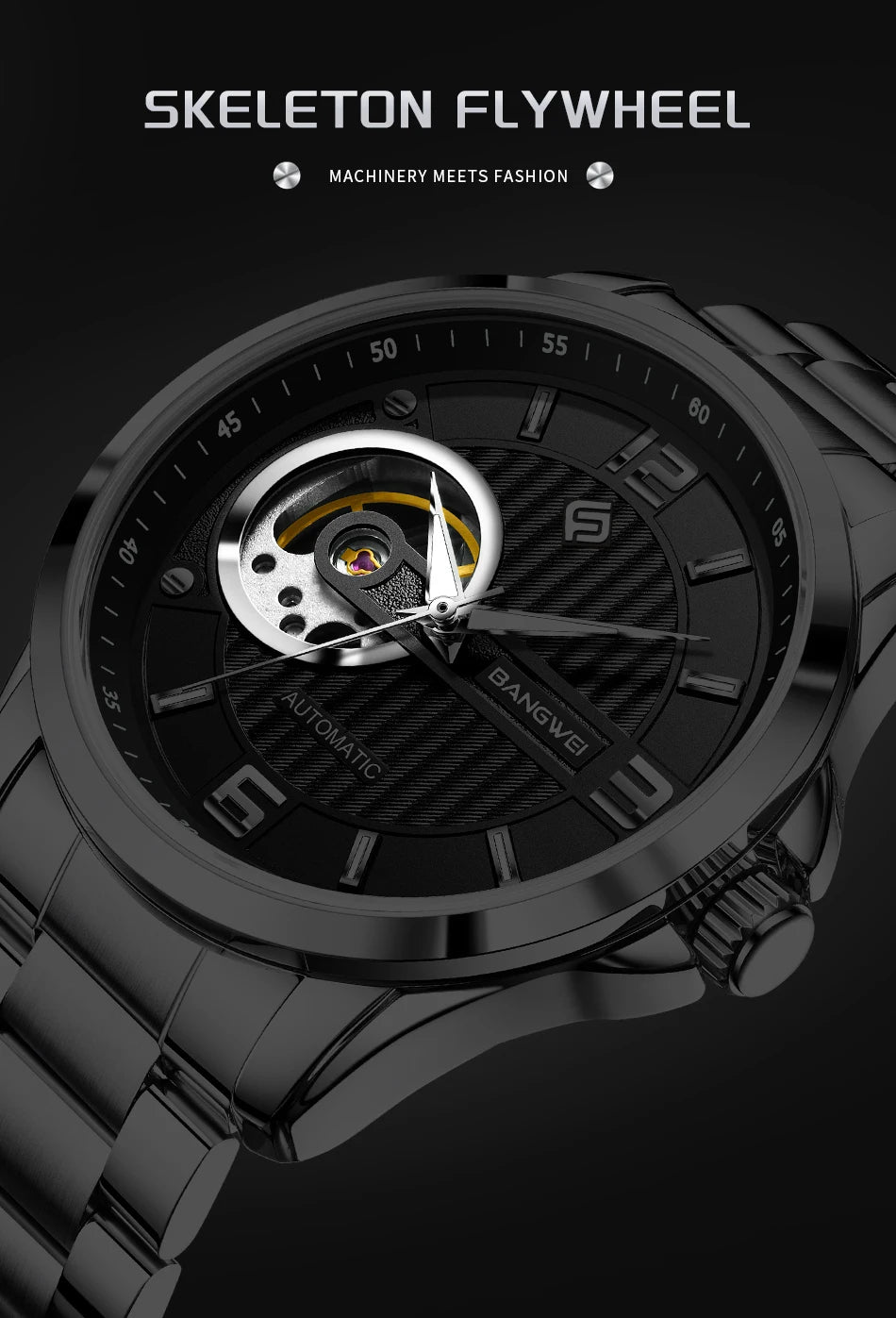 BANGWEI 2025 New Fashion Mechanical Watches Men LIGE Luxury Automatic Mens Watch 30M Waterproof Luminous Wristwatch Reloj Hombre