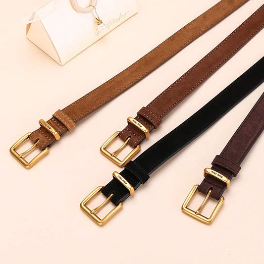 Fashion Woman's Leather Belt High Quality Buckle Hardware Practical Apperal Accessories Fit Jeans Suit Trousers Festival Gift