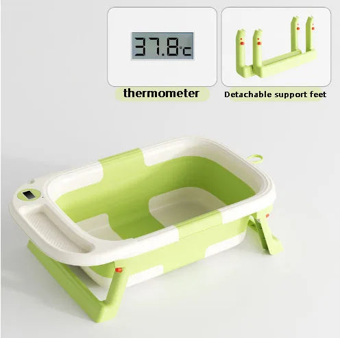 Baby Bathtub,Baby Bath Tub with Soft Cushion & Thermometer,Baby Bathtub Newborn to Toddler 0-36 Months,Portable Travel Baby Tub