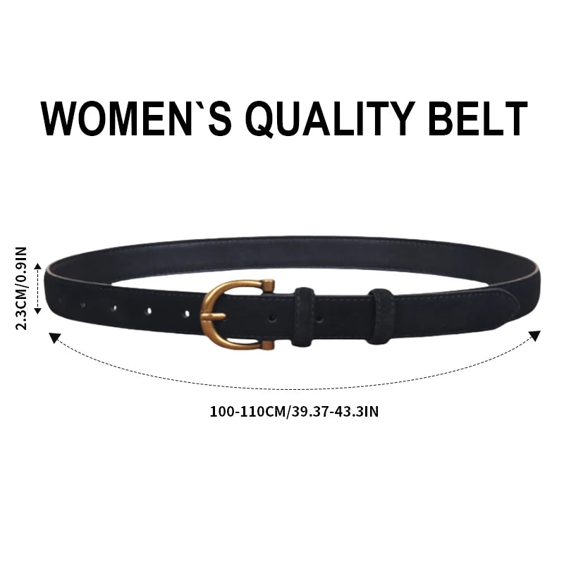 Cowhide Belt with Gold Buckle