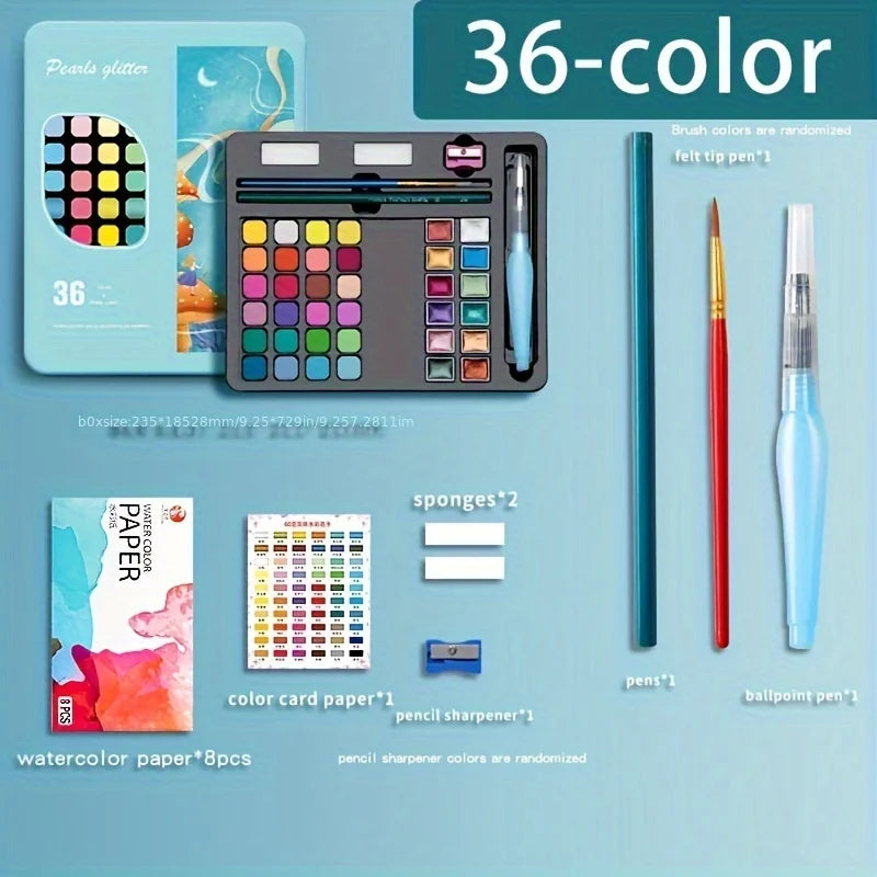 Color Pure Color Watercolor Painting Set Portable Painting Beginner Painting,Art Supplies,School Supplies