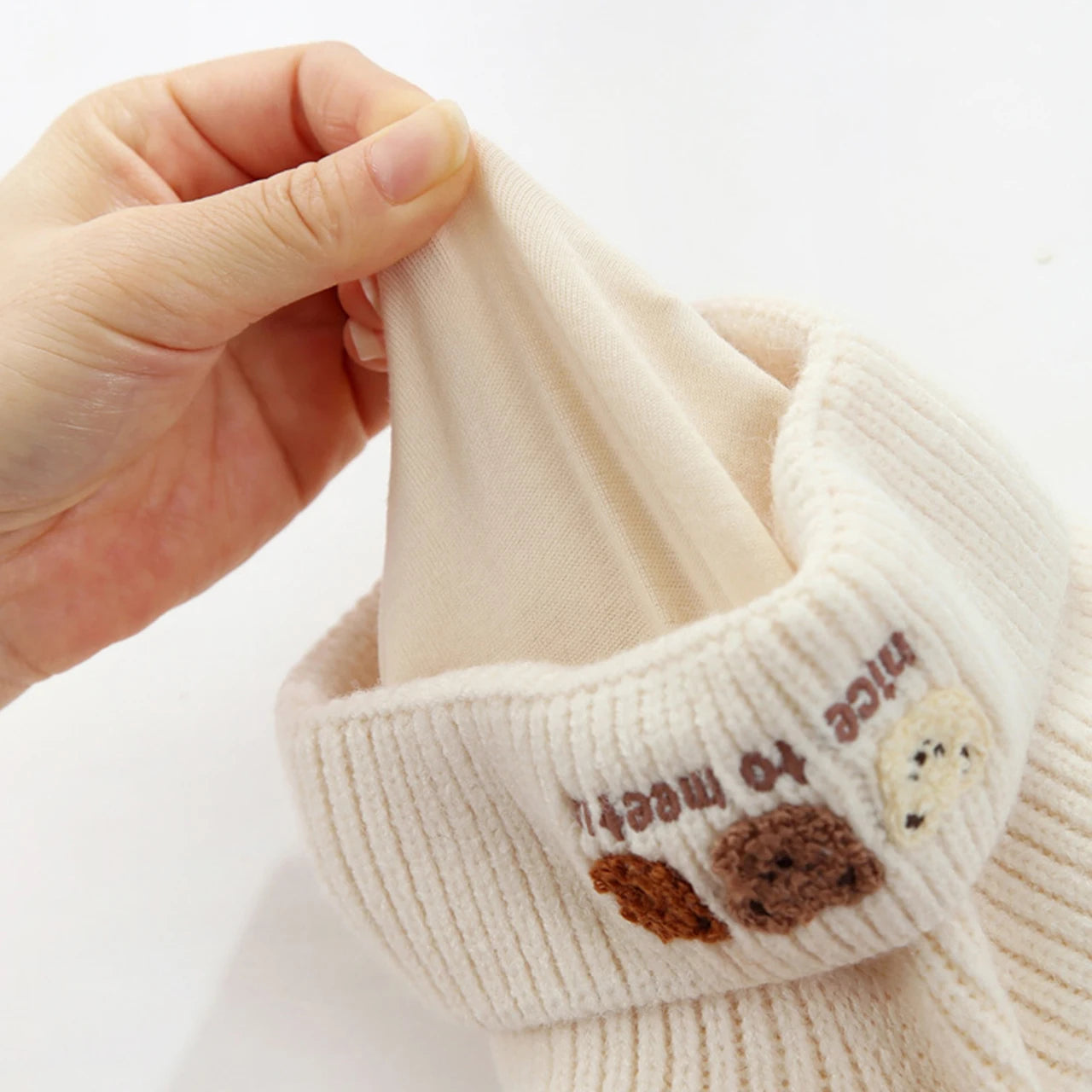 Cute Bear Beanie for Baby Warm Pullover Cap 3-15Month Newborn Woolen Knit Hat Winter Kids Crochet Bonnet Boy Girl Ear Protection